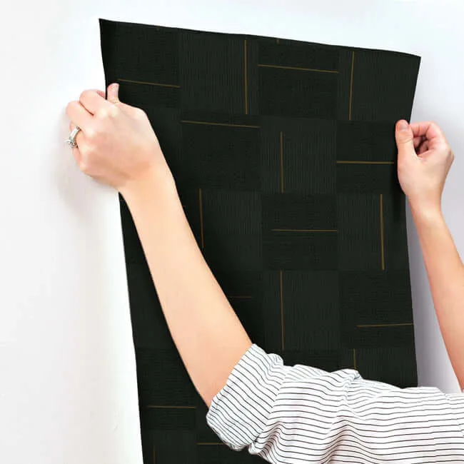 York Wallcoverings Geo Block Weave - Black Wallpaper | Buy Online York Wallcoverings Geo Block Weave wallpaper, color Black, SKU SI24905