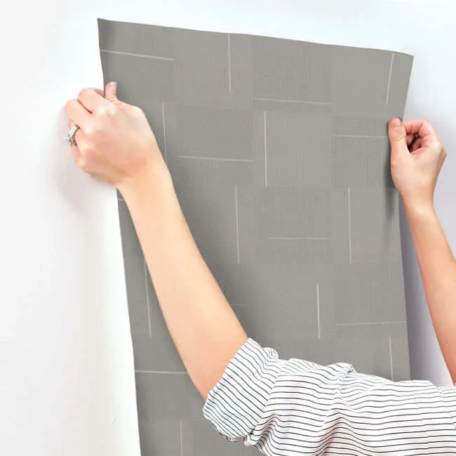 York Wallcoverings Geo Block Weave wallpaper, color Taupe, SKU SI24903