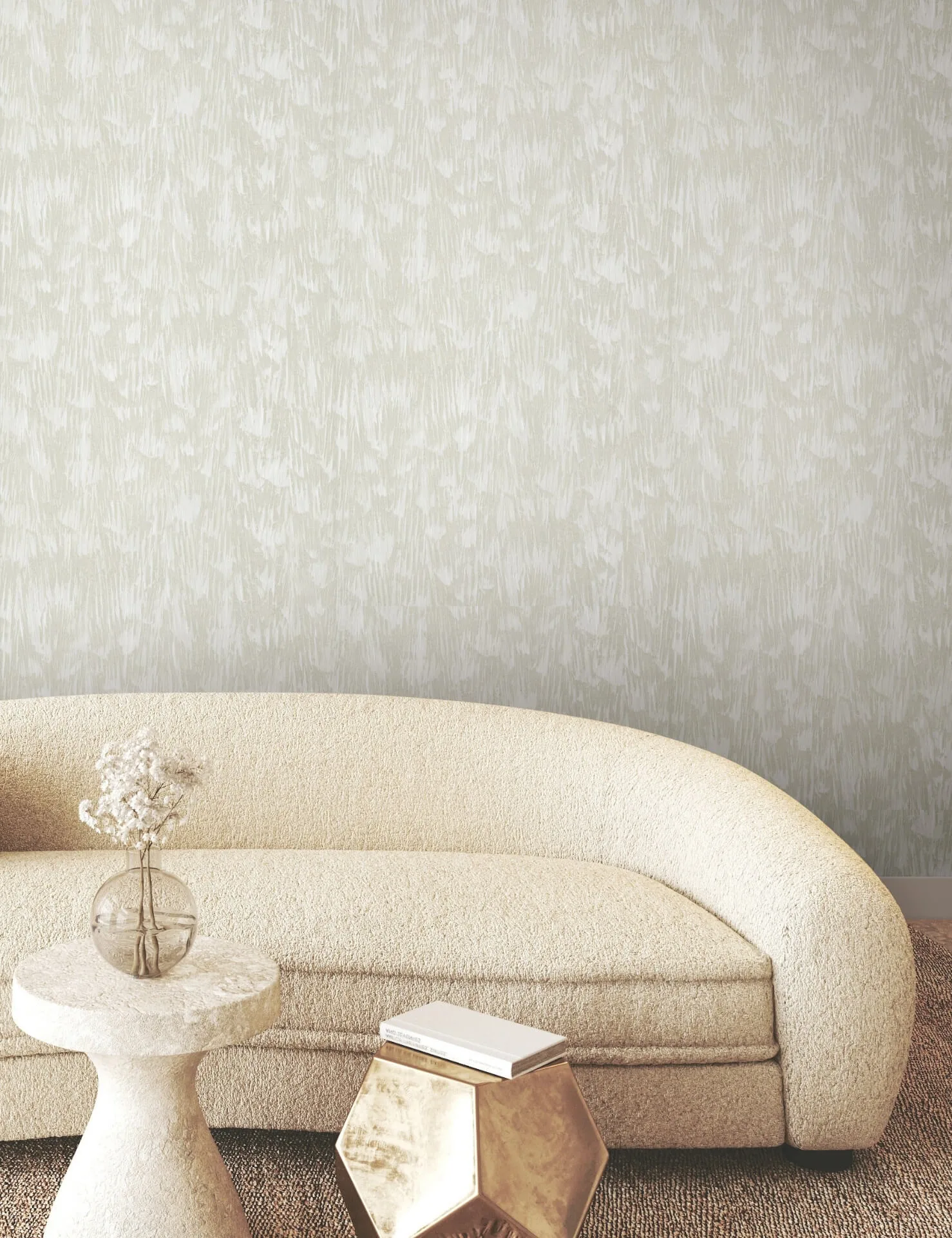 York Wallcoverings Gilded Plume wallpaper, color Light Cream, SKU FM1002