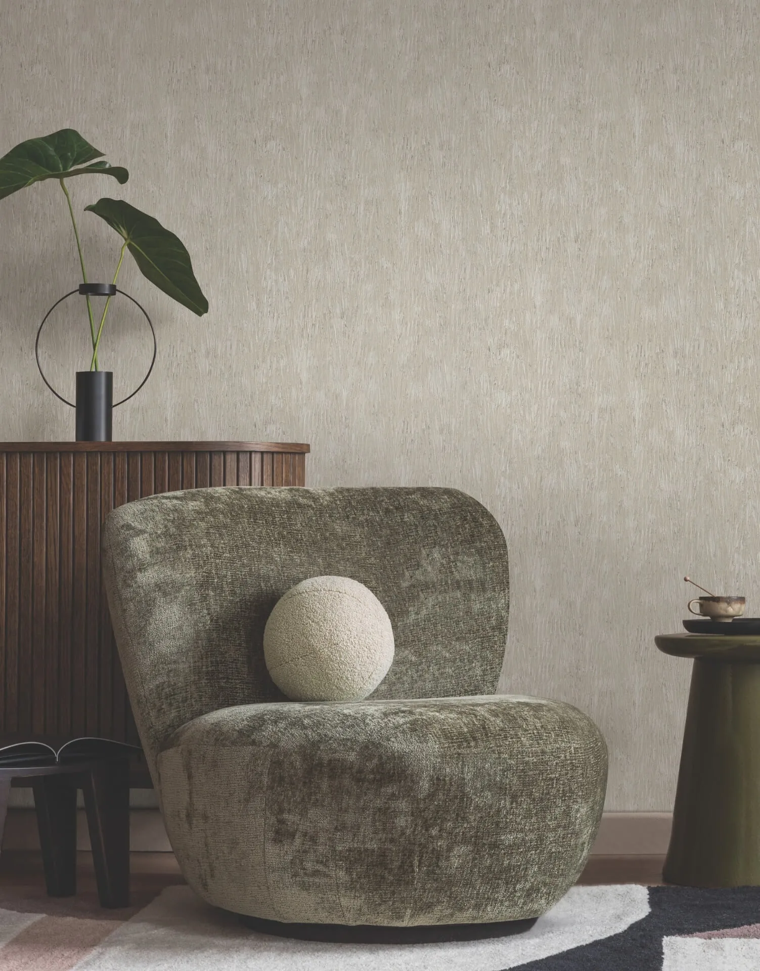 York Wallcoverings Gilded Plume wallpaper, color Warm Grey, SKU FM1003