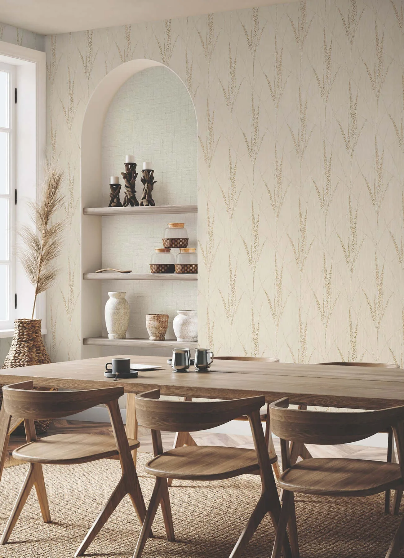 York Wallcoverings Graceful Willow wallpaper, color Pale Straw, SKU GN2642
