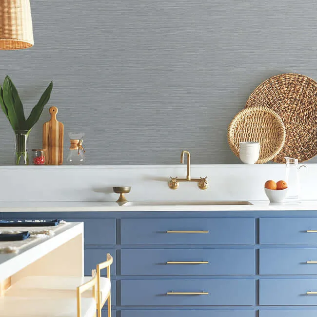 York Wallcoverings Grass Roots wallpaper, color Blue Grey, SKU ND3037N