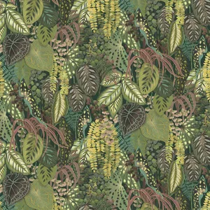 York Wallcoverings Greenery Mural Jade wallpaper, color Green & Black, SKU GO8331M