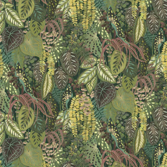 York Wallcoverings Greenery Mural Jade wallpaper, color Green & Black, SKU GO8331M
