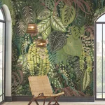 York Wallcoverings Greenery Mural Jade - Green & Black Wallpaper | Buy Online York Wallcoverings Greenery Mural Jade wallpaper, color Green & Black, SKU GO8331M