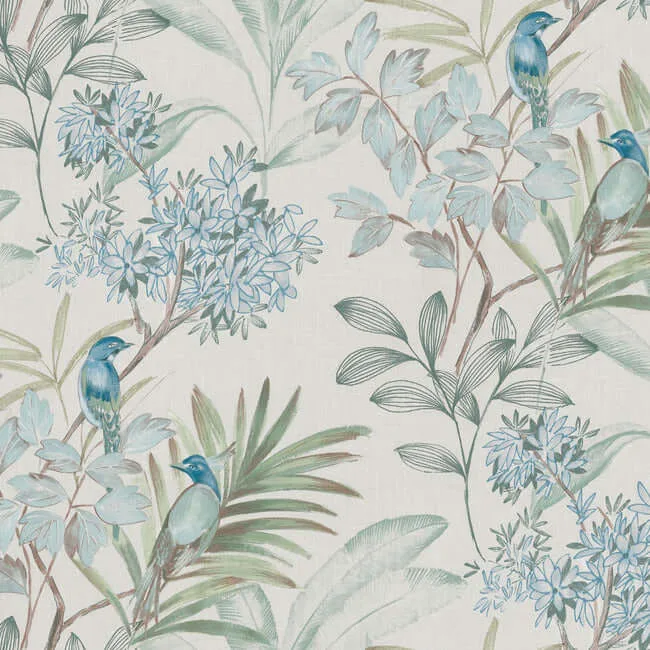 York Wallcoverings Handpainted Songbird wallpaper, color Turquiose, SKU PSW1517RL