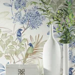 York Wallcoverings Handpainted Songbird wallpaper, color Green & Blue, SKU PSW1518RL