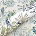 York Wallcoverings Handpainted Songbird wallpaper, color Green & Blue, SKU PSW1518RL