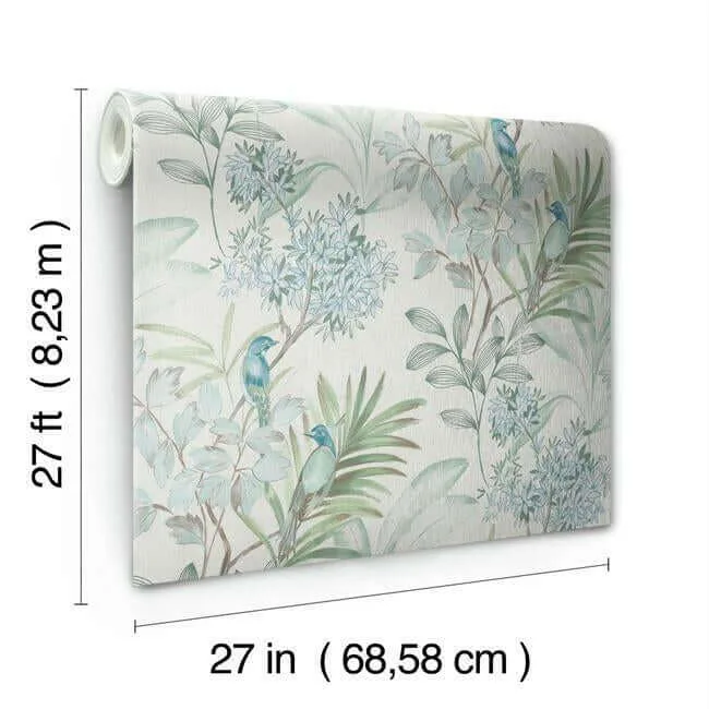 York Wallcoverings Handpainted Songbird wallpaper, color Turquiose, SKU TL1926