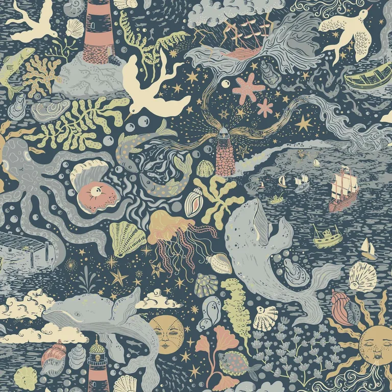 York Wallcoverings Havet wallpaper, color Dark Blue, SKU MB29018