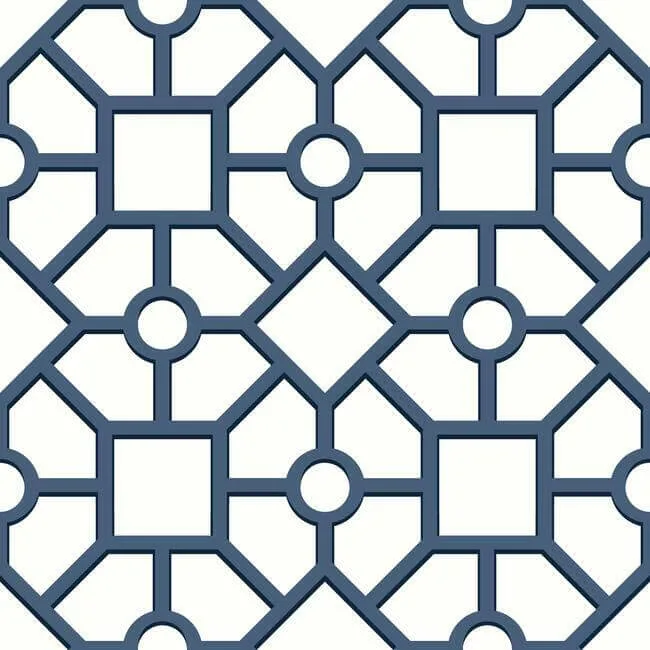 York Wallcoverings Hedgerow Trellis wallpaper, color Navy, SKU PSW1027RL
