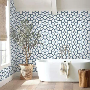 York Wallcoverings Hedgerow Trellis wallpaper, color Navy, SKU PSW1027RL