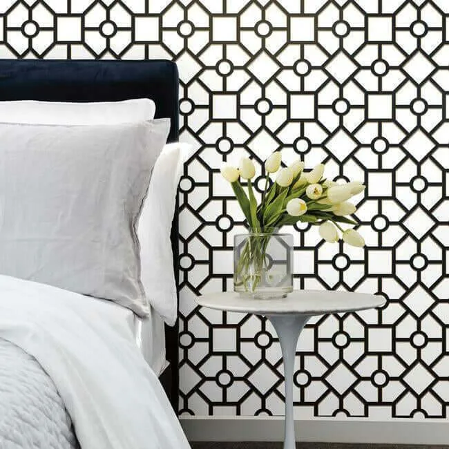 York Wallcoverings Hedgerow Trellis - Black & Gold Wallpaper | Buy Online York Wallcoverings Hedgerow Trellis wallpaper, color Black & Gold, SKU PSW1028RL