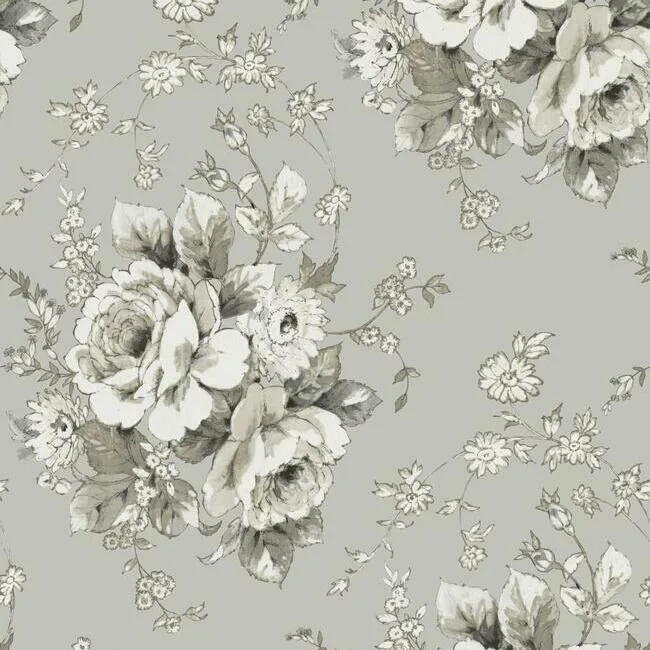 York Wallcoverings Heritage Rose wallpaper, color Taupe, SKU FH4089
