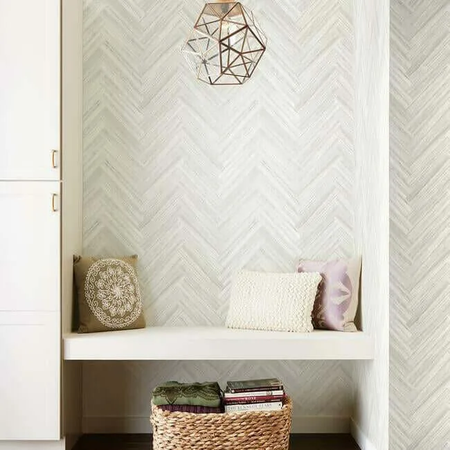 York Wallcoverings Hermosa Herringbone wallpaper, color Beige, SKU PSW1287RL
