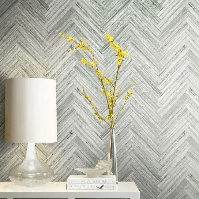 York Wallcoverings Hermosa Herringbone wallpaper, color Grey, SKU PSW1288RL