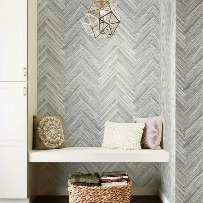 York Wallcoverings Hermosa Herringbone wallpaper, color Grey, SKU PSW1288RL
