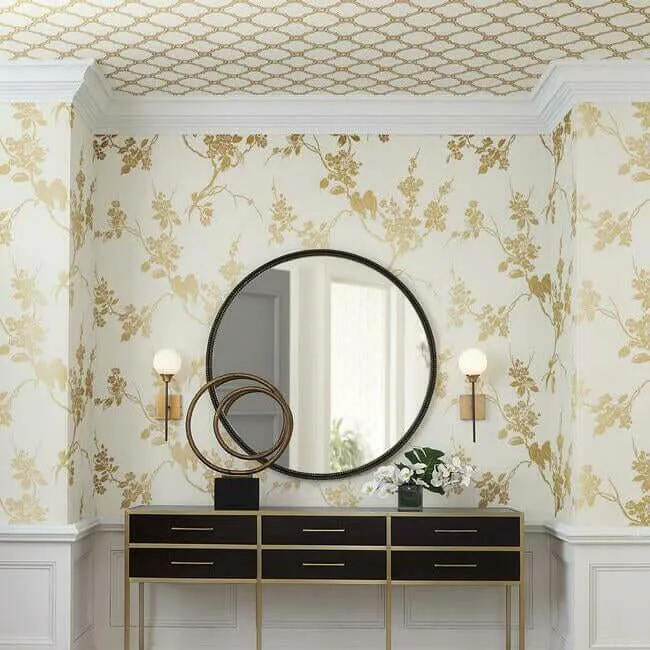 York Wallcoverings Imperial Blossoms Branch wallpaper, color Gold Metallic, SKU SS2590