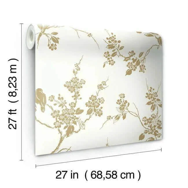 York Wallcoverings Imperial Blossoms Branch wallpaper, color Gold Metallic, SKU SS2590