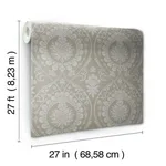 York Wallcoverings Imperial Damask - Beige & Silver Wallpaper | Buy Online York Wallcoverings Imperial Damask wallpaper, color Beige & Silver, SKU DM4902