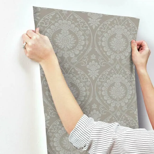 York Wallcoverings Imperial Damask - Beige & Silver Wallpaper | Buy Online York Wallcoverings Imperial Damask wallpaper, color Beige & Silver, SKU DM4902