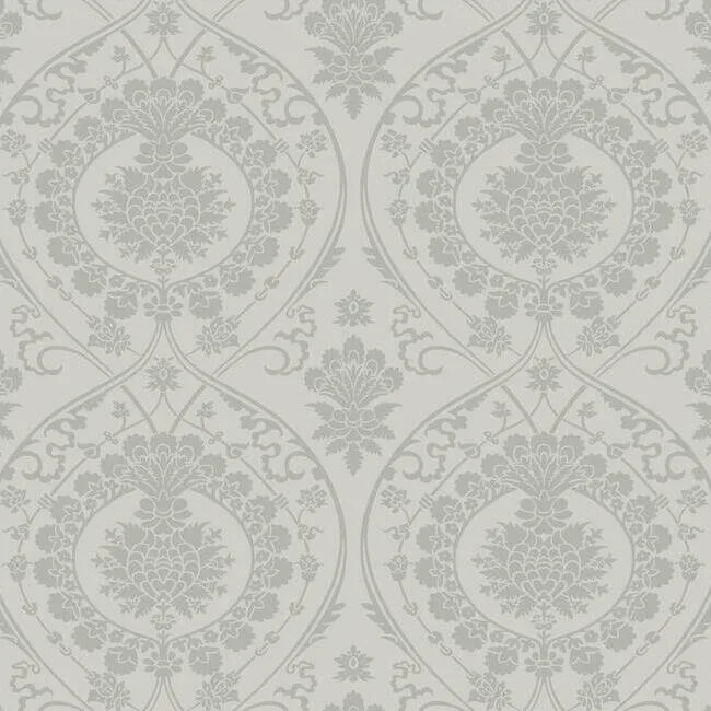 York Wallcoverings Imperial Damask wallpaper, color Grey & Silver, SKU DM4904
