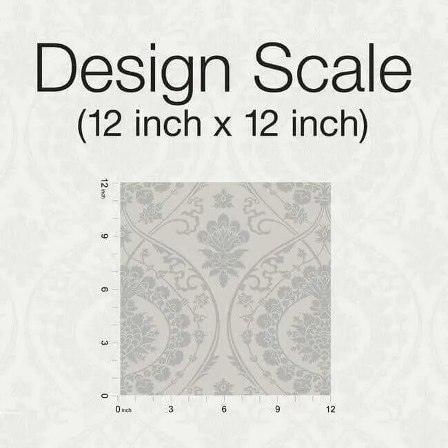 York Wallcoverings Imperial Damask wallpaper, color Grey & Silver, SKU DM4904