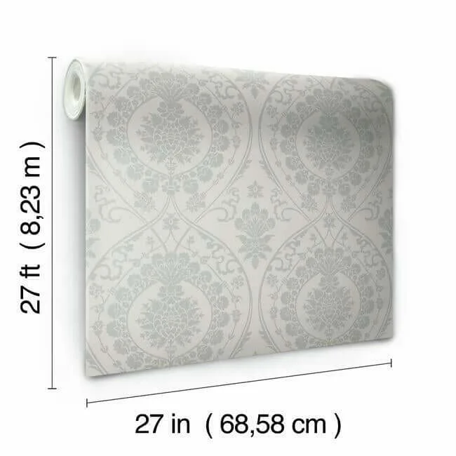 York Wallcoverings Imperial Damask wallpaper, color Grey & Silver, SKU DM4904
