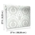 York Wallcoverings Imperial Damask - White & Silver Wallpaper | Buy Online York Wallcoverings Imperial Damask wallpaper, color White & Silver, SKU DM4905