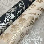 York Wallcoverings Imperial Damask wallpaper, color Navy & Silver, SKU DM4901