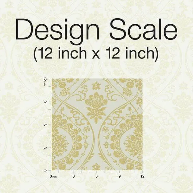 York Wallcoverings Imperial Damask - Off White & Gold Wallpaper | Buy Online York Wallcoverings Imperial Damask wallpaper, color Off White & Gold, SKU DM4903