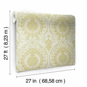York Wallcoverings Imperial Damask wallpaper, color Off White & Gold, SKU DM4903
