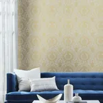 York Wallcoverings Imperial Damask - Off White & Gold Wallpaper | Buy Online York Wallcoverings Imperial Damask wallpaper, color Off White & Gold, SKU DM4903