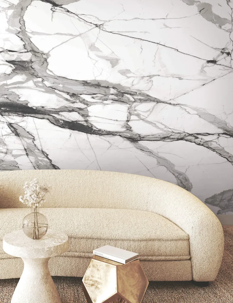 York Wallcoverings Imperial Marble wallpaper, color Black & White, SKU FM1109M