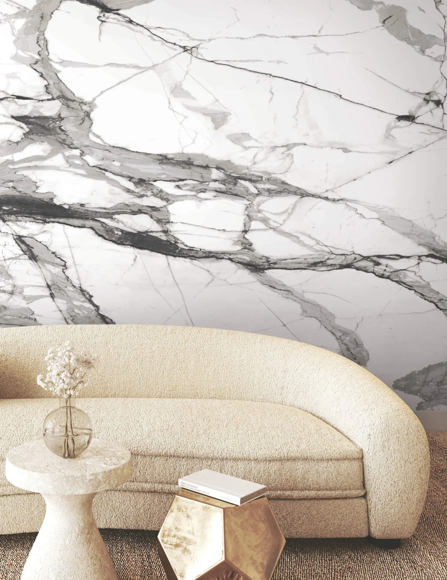 York Wallcoverings Imperial Marble wallpaper, color Black & White, SKU FM1109M