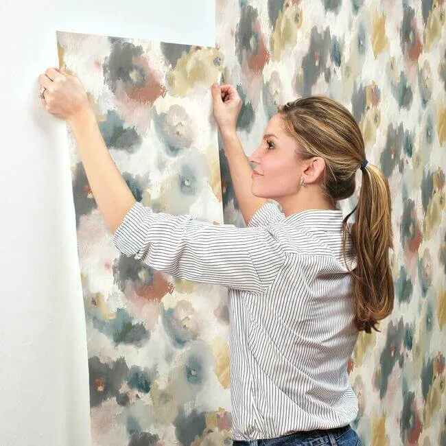 York Wallcoverings Impressionist Floral - Copper & Blue Wallpaper | Buy Online York Wallcoverings Impressionist Floral wallpaper, color Copper & Blue, SKU UC3822