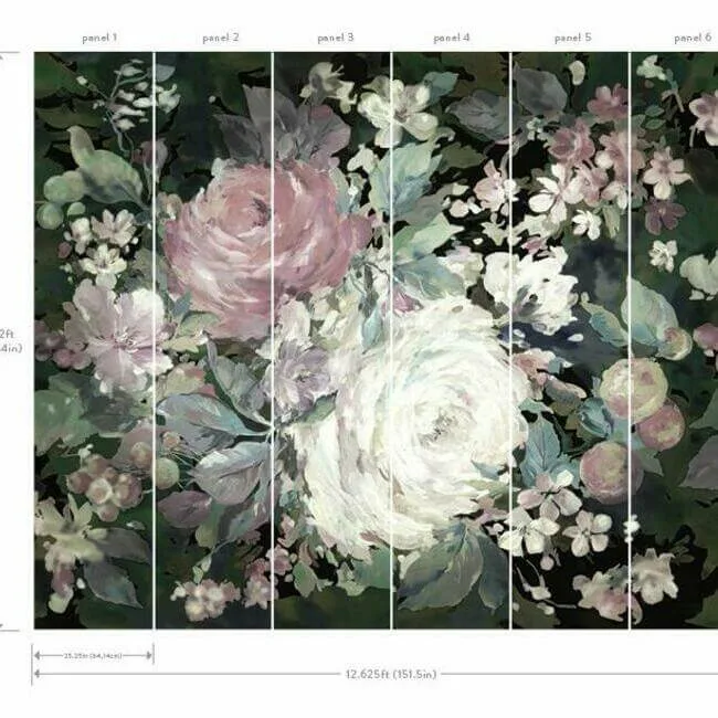 York Wallcoverings Impressionist Floral wallpaper, color Pink & Black, SKU MU0247M