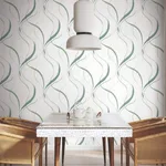 York Wallcoverings Ink Flow wallpaper, color Green, SKU FM1095
