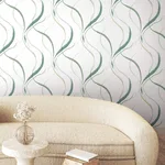 York Wallcoverings Ink Flow wallpaper, color Green, SKU FM1095