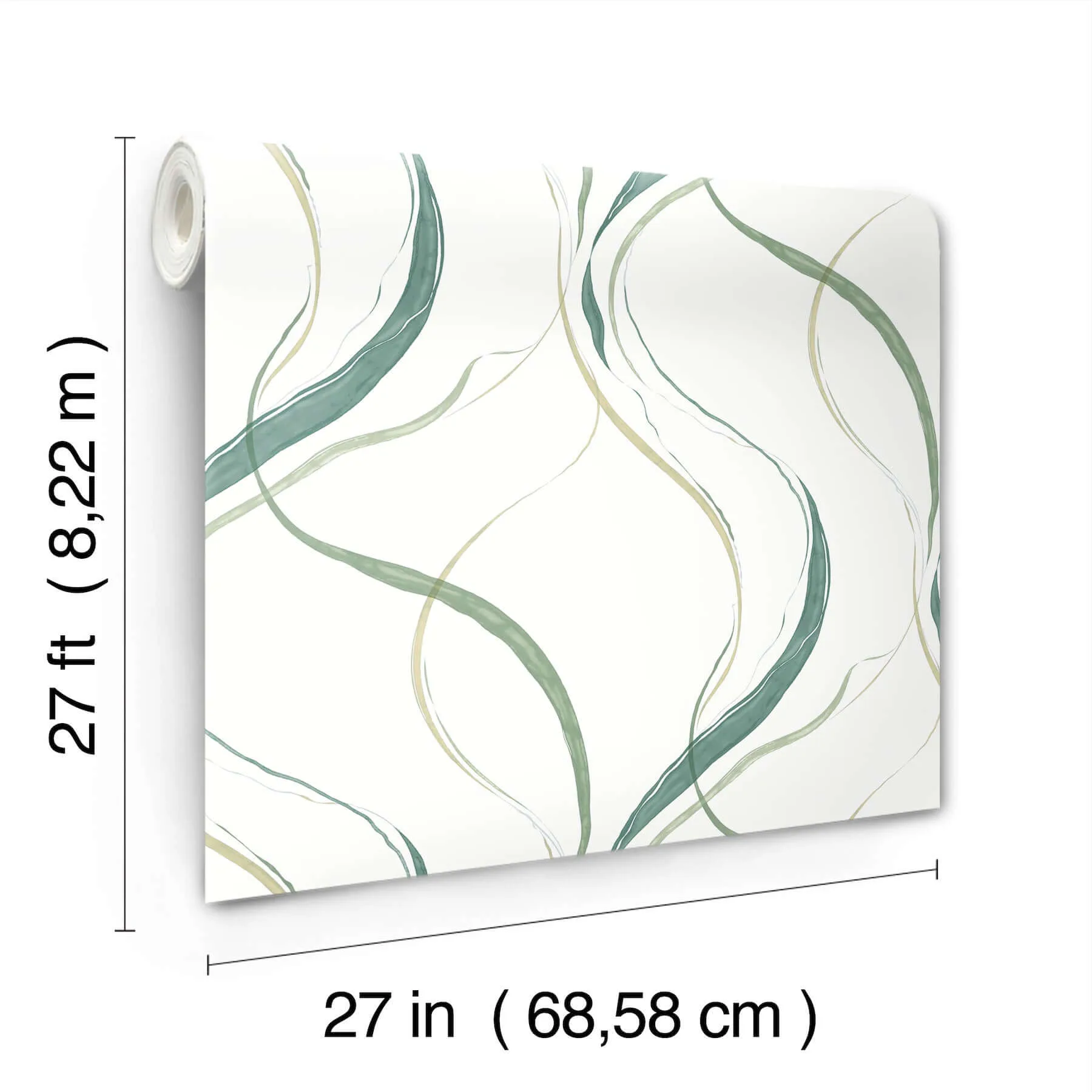 York Wallcoverings Ink Flow wallpaper, color Green, SKU FM1095