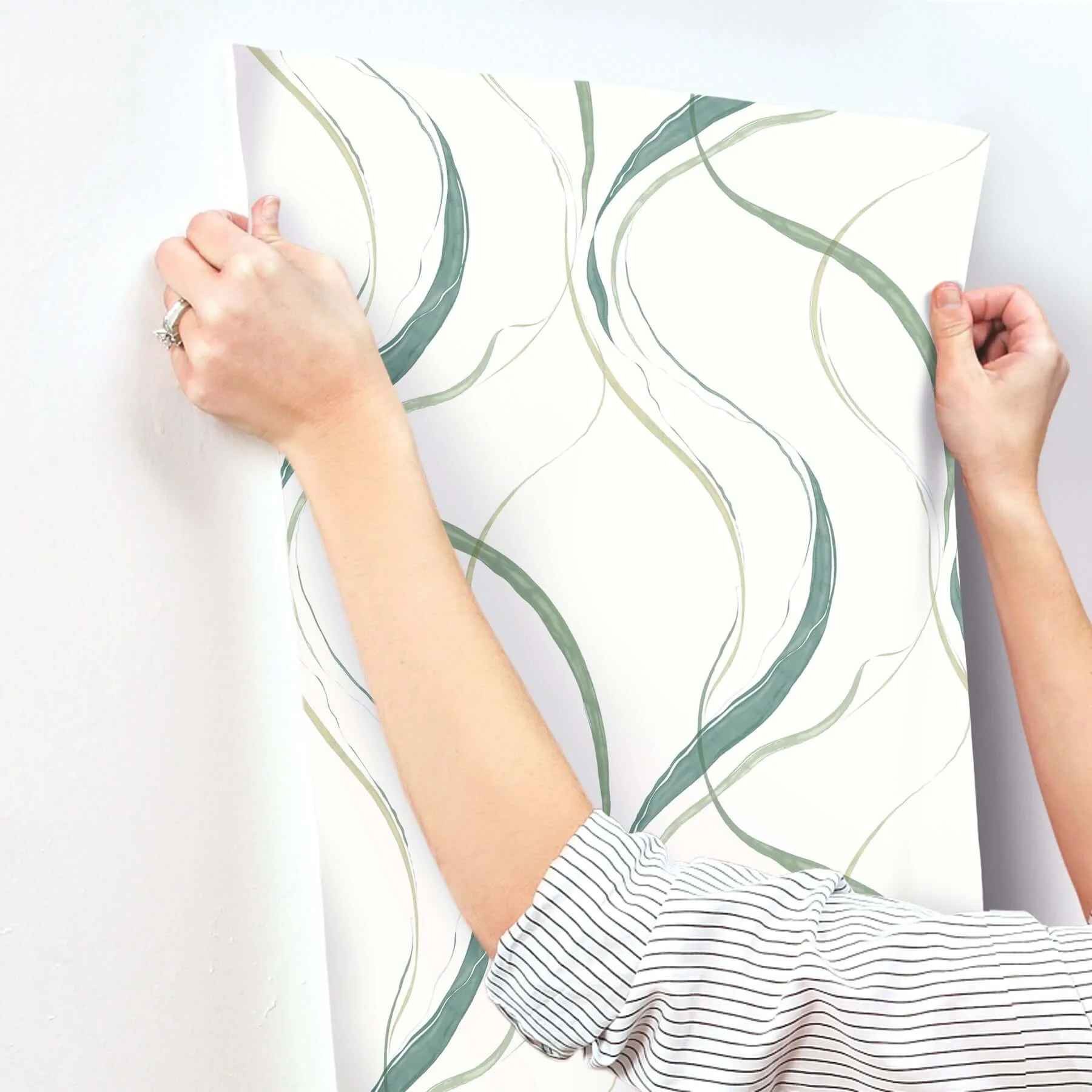 York Wallcoverings Ink Flow wallpaper, color Green, SKU FM1095