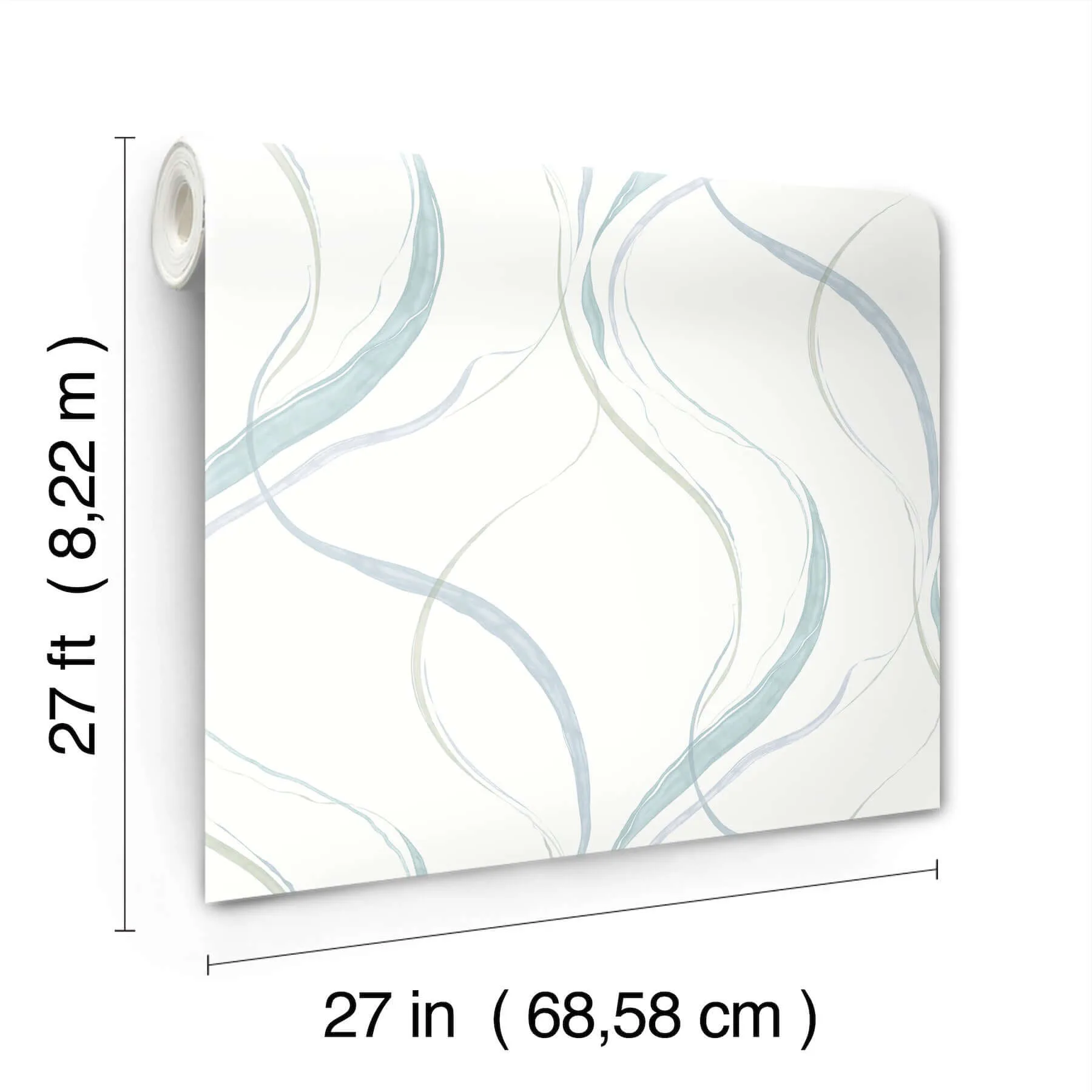 York Wallcoverings Ink Flow wallpaper, color Seaglass, SKU FM1094