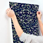 York Wallcoverings Jasmine - Blue Metallic Wallpaper | Buy Online York Wallcoverings Jasmine wallpaper, color Blue Metallic, SKU GO8251