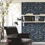 York Wallcoverings Jasmine - Blue Metallic Wallpaper | Buy Online York Wallcoverings Jasmine wallpaper, color Blue Metallic, SKU GO8251