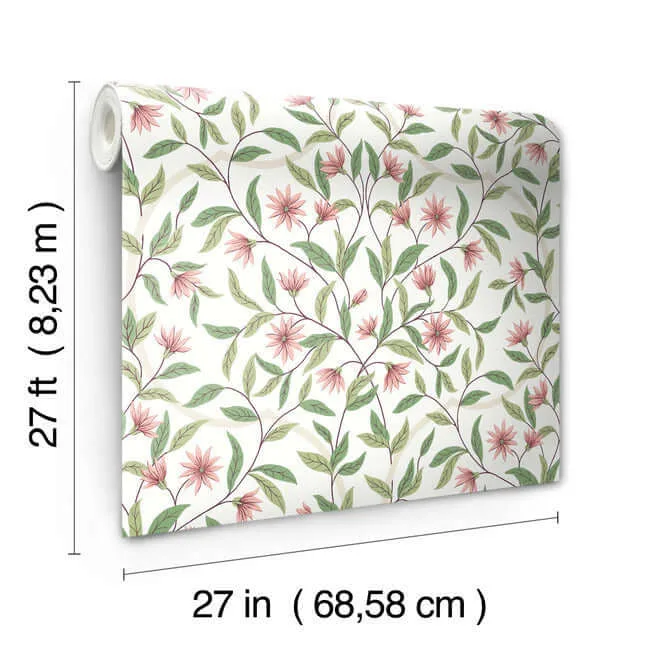 York Wallcoverings Jasmine - Coral Wallpaper | Buy Online York Wallcoverings Jasmine wallpaper, color Coral, SKU GO8252