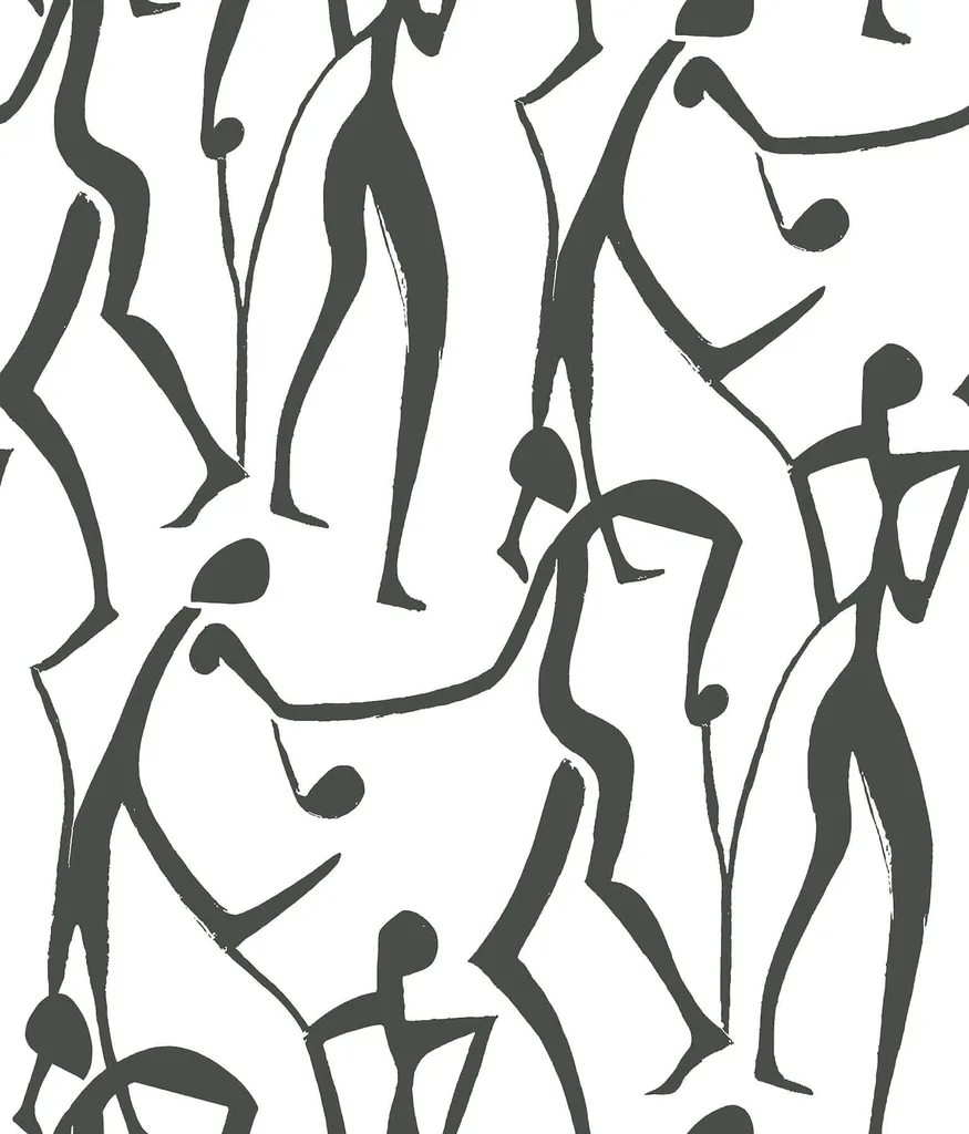 York Wallcoverings Joyful Dancers wallpaper, color Carbon Black, SKU ZM2831
