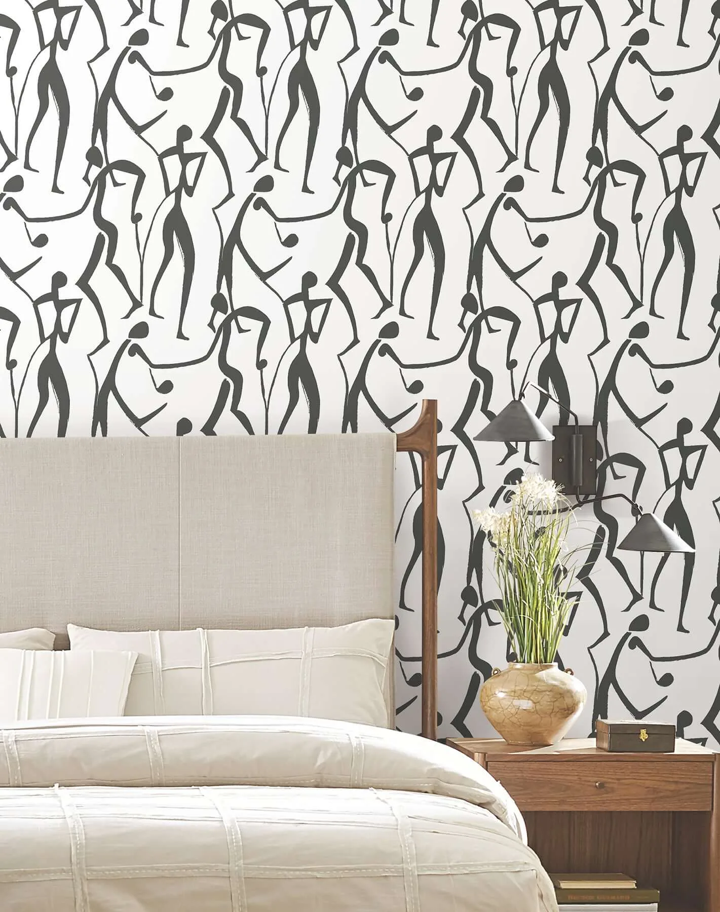 York Wallcoverings Joyful Dancers wallpaper, color Carbon Black, SKU ZM2831