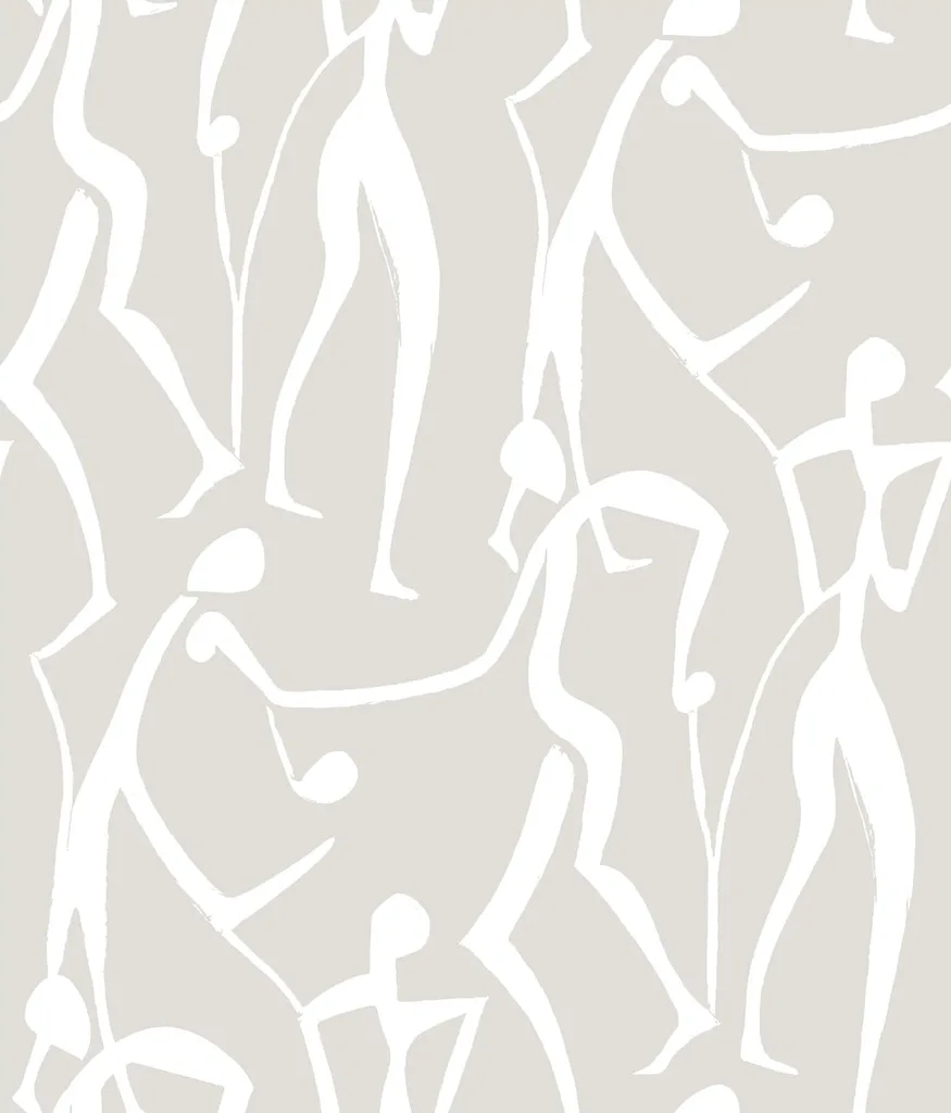 York Wallcoverings Joyful Dancers wallpaper, color Lichen Grey, SKU ZM2835