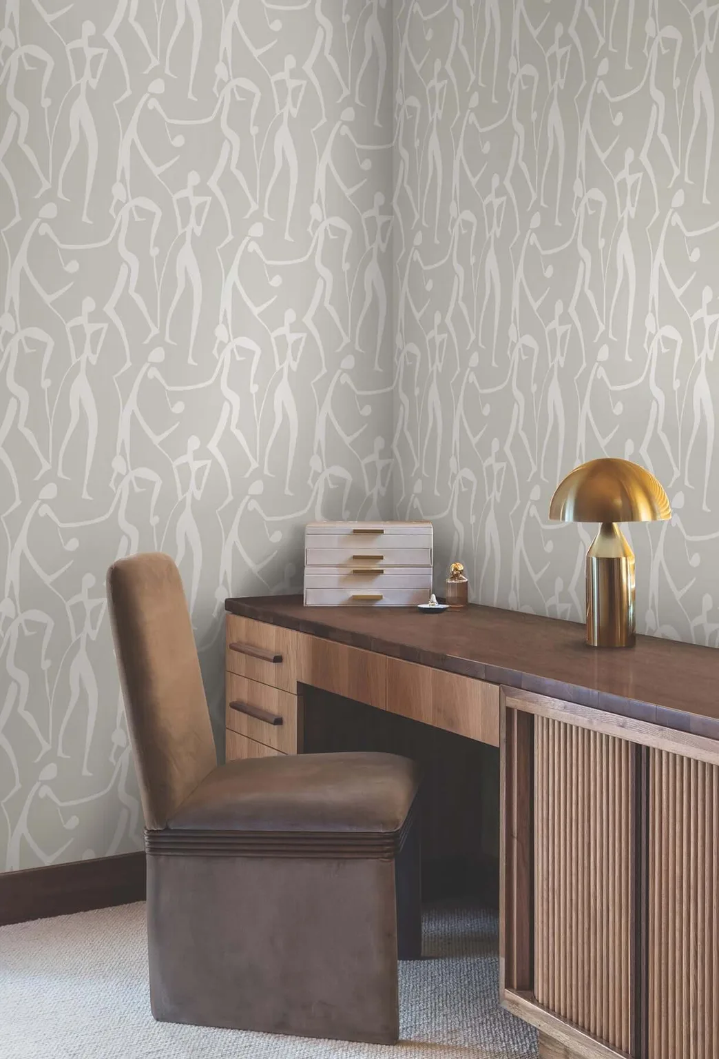 York Wallcoverings Joyful Dancers wallpaper, color Lichen Grey, SKU ZM2835
