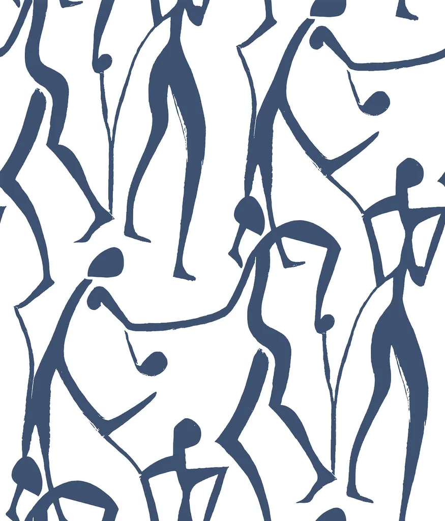 York Wallcoverings Joyful Dancers wallpaper, color Ultramarine, SKU ZM2832